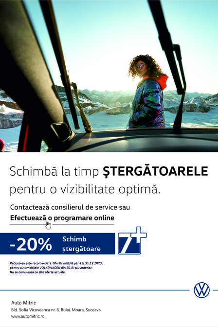 Schimbă la timp ŞTERGĂTOARELE  pentru o vizibilitate optimă.