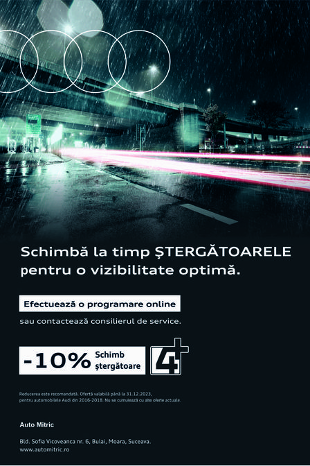 Schimbă la timp ŞTERGĂTOARELE  pentru o vizibilitate optimă.